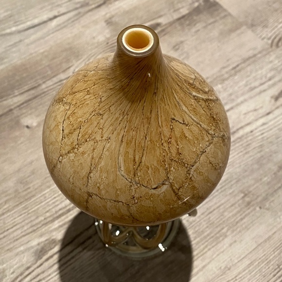 Jozefina Krosno Art Glass Hand Blown Marble Beige & Brown Oil Lamp - Picture 5 of 7